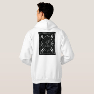 Sudadera Arte lineal floral blanco elegante sobre negro