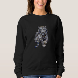 Sudadera Arte Majestuoso del Tigre Blanco con Joyas Reales