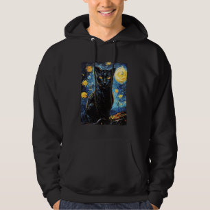 Sudadera Arte moderno Pintura Van Gogh Starry Night Cat Bla