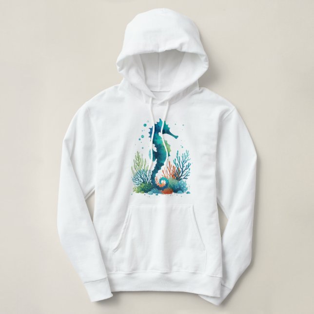 Sudadera arte náutico/de playa/caballito de mar costero (Diseño del anverso)