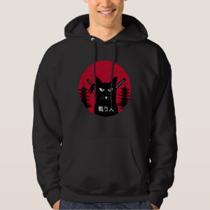 Sudadera Arte Ninja de gato negro samurai japonés vintage