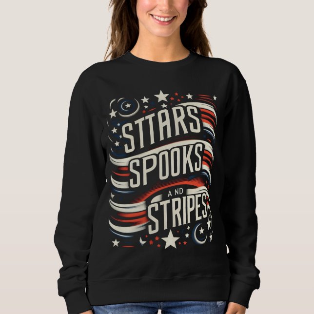 Sudadera Arte patriótico moderno: estrellas, libros y rayas (Anverso)