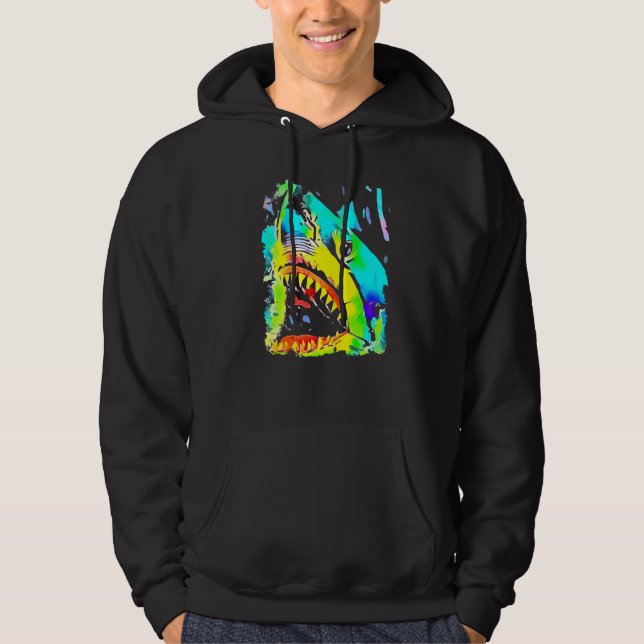 Sudadera Arte pop de peces de cara de tiburón (Anverso)