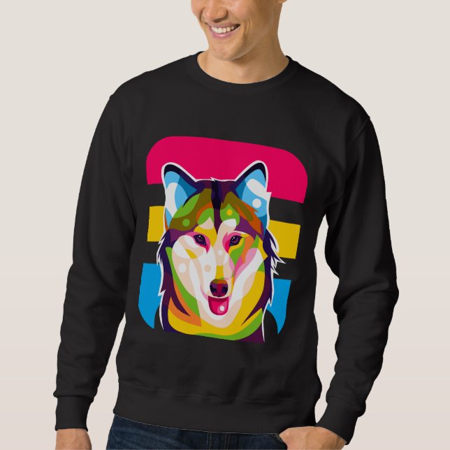 Sudadera Arte pop de perros Husky Siberiano (Anverso)