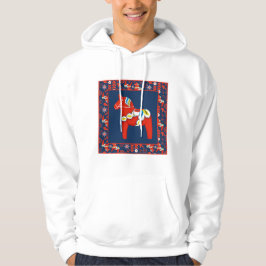 Sudadera Arte Popular Rojo Sueco Dala Caballo y Patrón