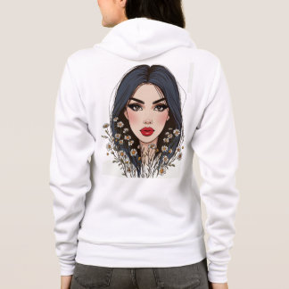 Sudadera Arte retrato de mujer floral - Susurros de la natu