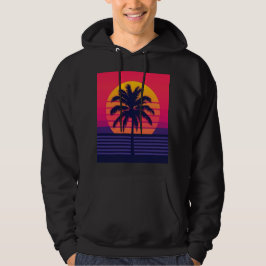 Sudadera Arte Synthwave de Palma al Atardecer Retro de los 