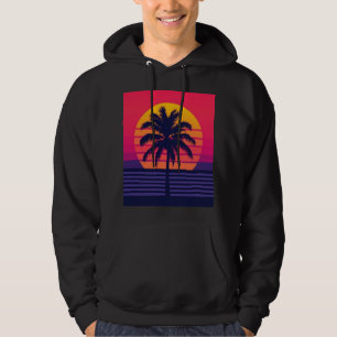 Sudadera Arte Synthwave de Palma al Atardecer Retro de los 