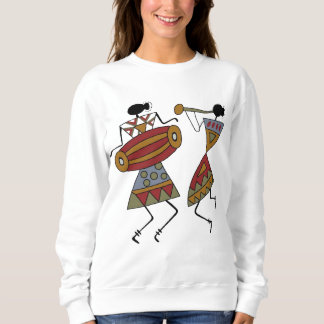 Sudadera Arte Tribal Africano Vibrante Bailarines y Músicos