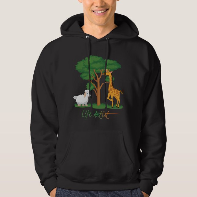 Sudadera Artista de la vida: Gracioso meme de ovejas, con j (Anverso)
