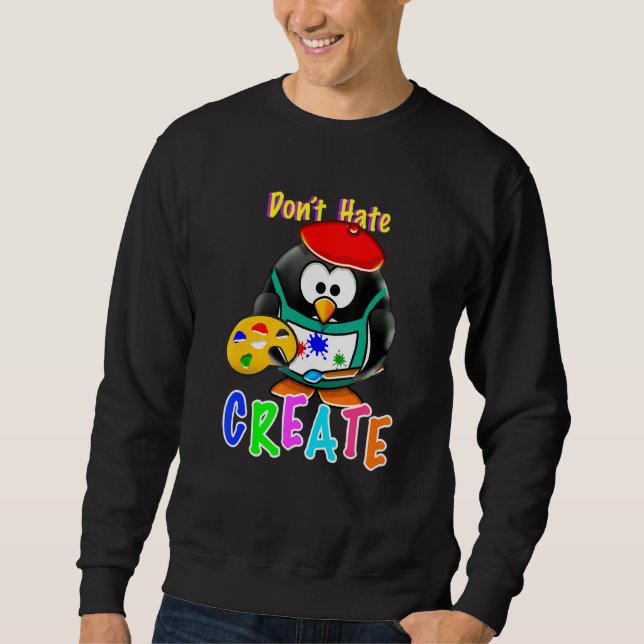 Sudadera Artista de pingüino lindo no odia crear profesor d (Anverso)