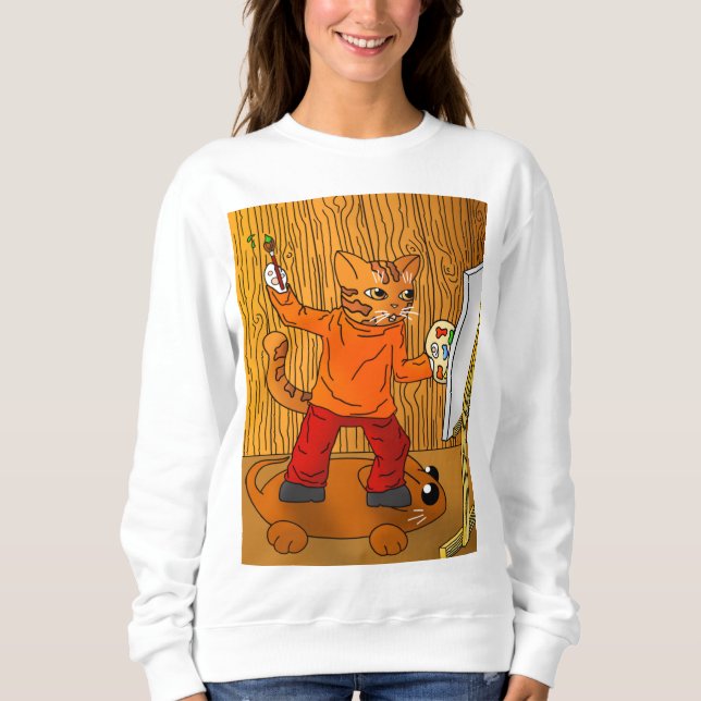 Sudadera Artista pintador de gato (Anverso)