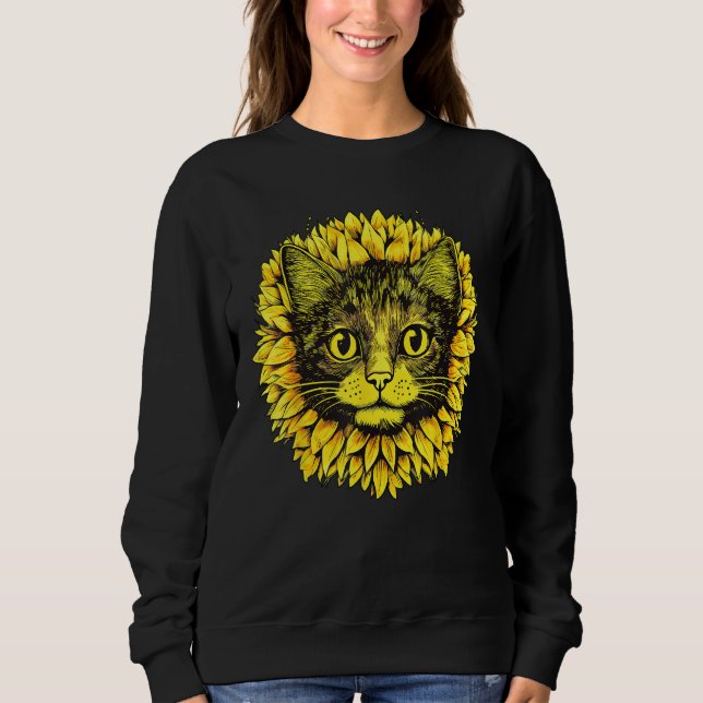 Sudadera Artistic  Cat Face in the middle of Sunflower Stan (Anverso)