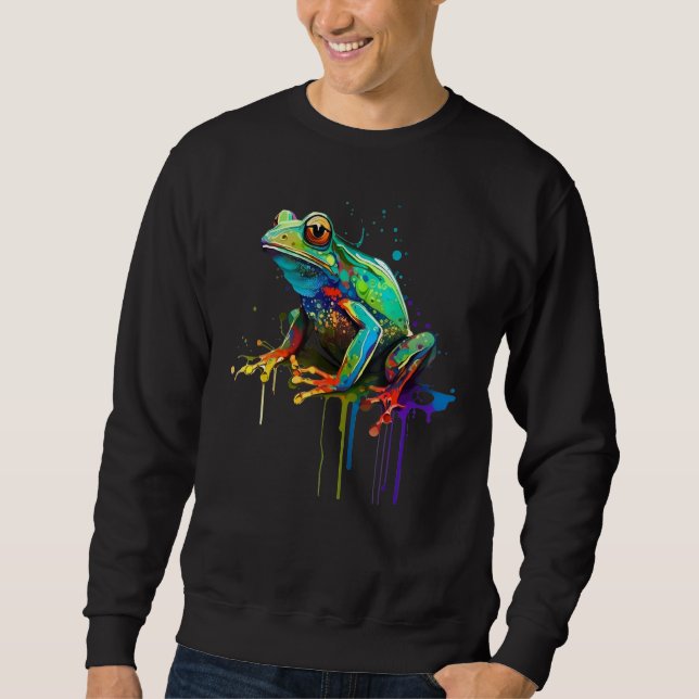 Sudadera Artistic Colorful Pop painted Frog (Anverso)