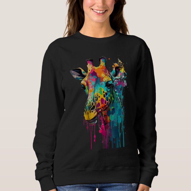 Sudadera Artistic Colorful Pop painted Giraffe (Anverso)