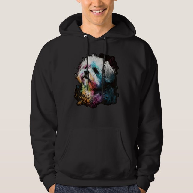 Sudadera Artistic Colorful Pop painted Maltese dog (Anverso)