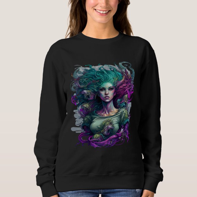 Sudadera Artistic Hybrid Gorgon Medusa Snake and Mermaid (Anverso)