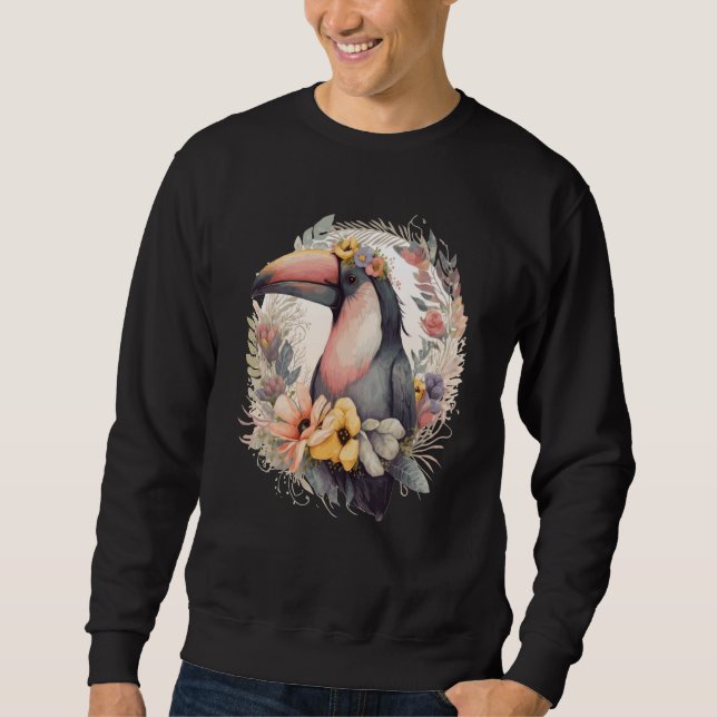 Sudadera Artistic Toucan Tropical Bird Flower Crown Pet Bir (Anverso)