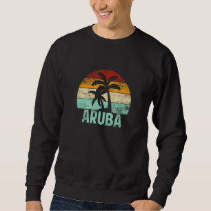 Sudadera Aruba Retro Palm Tree Vintage Sunset Souvenir Vaca