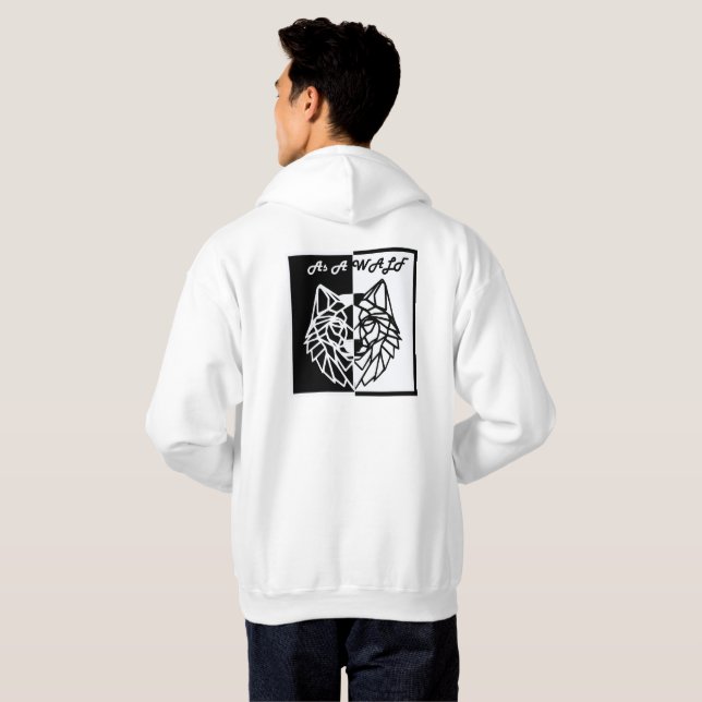 Sudadera As A Wolf Geometric Art T-Shirt – Black and White  (Reverso completo)