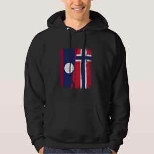 Sudadera Ascendencia Laos Noruega Media Bandera Lao Noruega