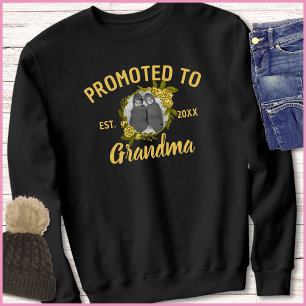 Sudadera Ascendido a Abuela Amarillo y Negro Foto de Recién