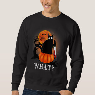 Sudadera Asesino Halloween Scary Moon Gato negro con cuchil