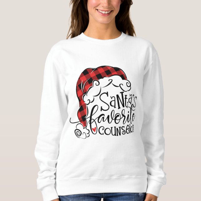 Sudadera Asesora favorita de Santas de Red Plaid Santa Hat  (Anverso)