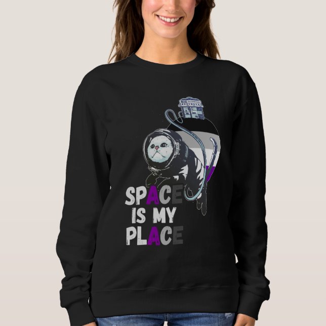 Sudadera Asexual Astronaut Cat Retro Space Is My Place Ace  (Anverso)