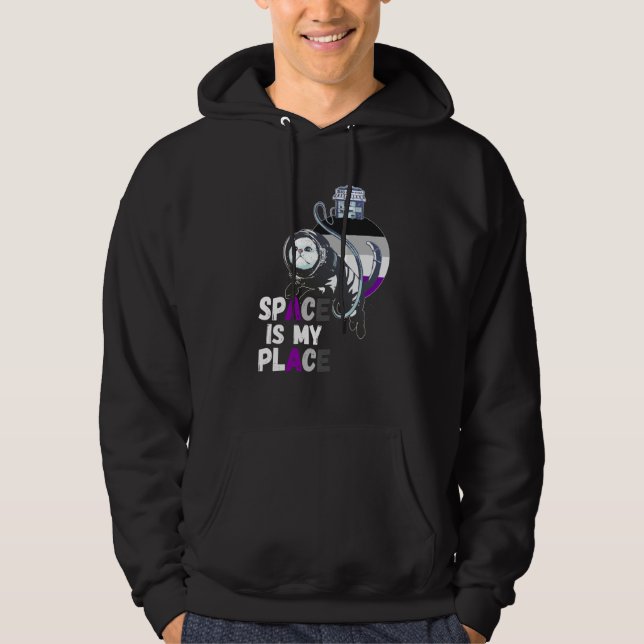 Sudadera Asexual Astronaut Cat Retro Space Is My Place Ace  (Anverso)