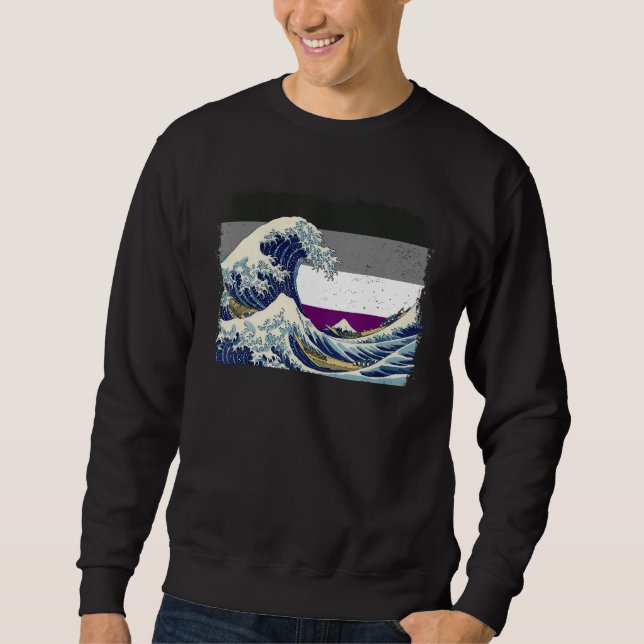 Sudadera Asexual Pride Ace Flag Great Wave off Kanagawa Sub (Anverso)