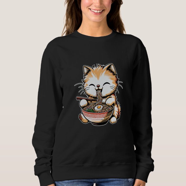 Sudadera Asian Graphics, Ramen Cat Kawaii Anime Japanese (Anverso)