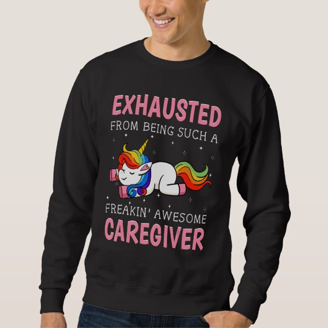 Sudadera Asistente de Enfermería Cuidadora Unicornio  Cuida (Anverso)