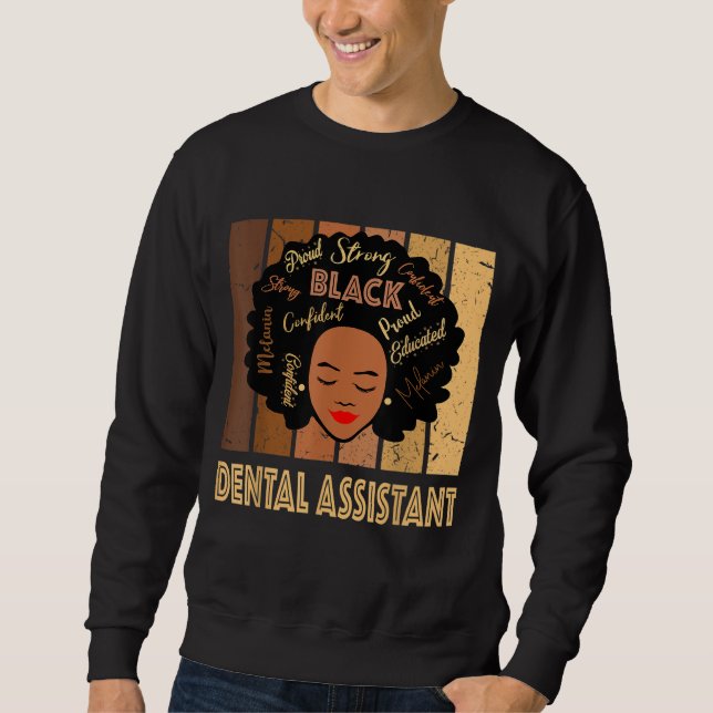 Sudadera Asistente Dental Negro Sólido Afro América (Anverso)