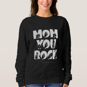 Sudadera Asl American Rótulo Language Mom You Rock Guitar