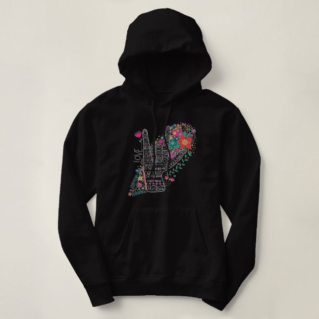 Sudadera ASL I Love You American Rótulo Language Corinthian (Diseño del anverso)
