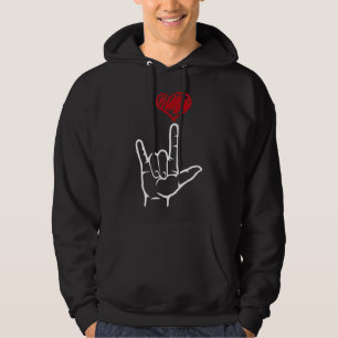 Sudadera ASL I Love You Hand Heart American Rótulo Language