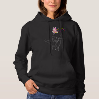 Sudadera Asl I Love You Hand Rótulo Language Butterfly Auti