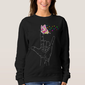 Sudadera Asl I Love You Hand Rótulo Language Butterfly Auti