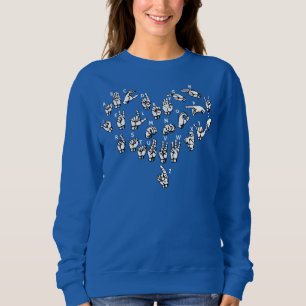 Sudadera ASL ILY Heart Rótulo Language Interpreter Deaf ASL