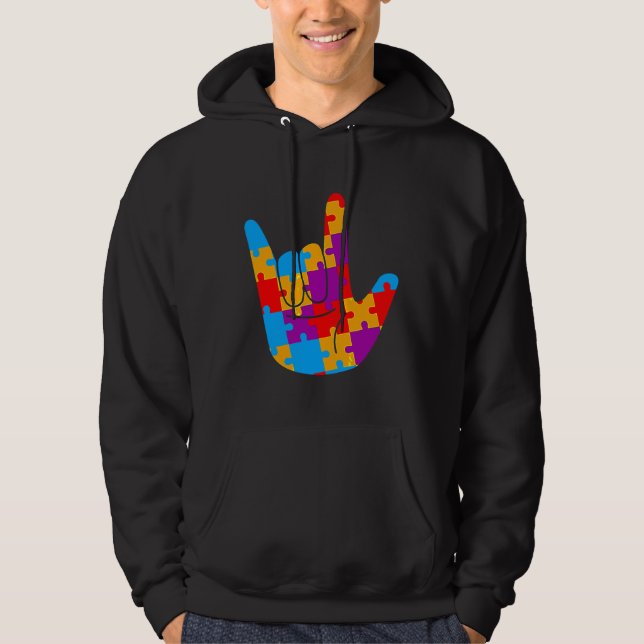 Sudadera Asl Love Rótulo Lenguaje Autismo Apoyo a la Concie (Anverso)