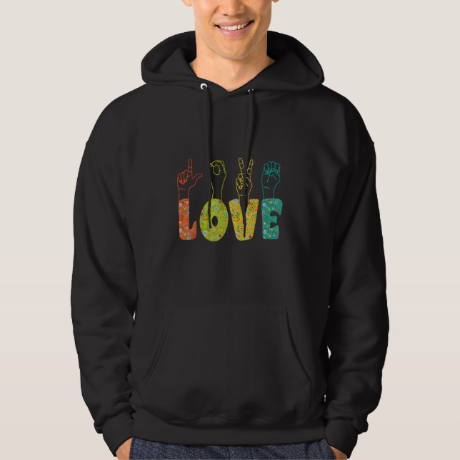 Sudadera ASL Sign Language I Loves You American Sign Langua (Anverso)