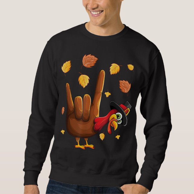 Sudadera ASL Tukey American Rótulo Language Te Amo Gracias (Anverso)