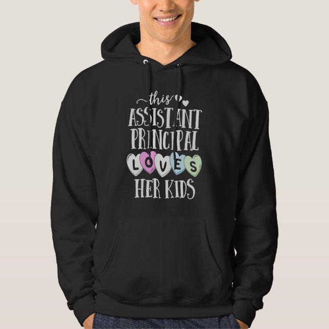 Sudadera Assistant Principal Loves Her Kids School Valentin (Anverso)