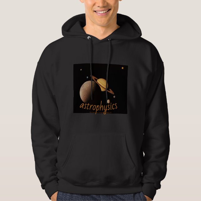 Sudadera "Astrofísica: Encélado y lunas orbitando Saturno" (Anverso)