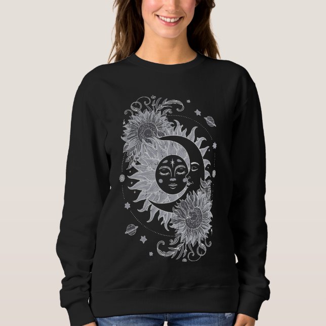 Sudadera Astrología de la flor de la luna del Sol Celestial (Anverso)
