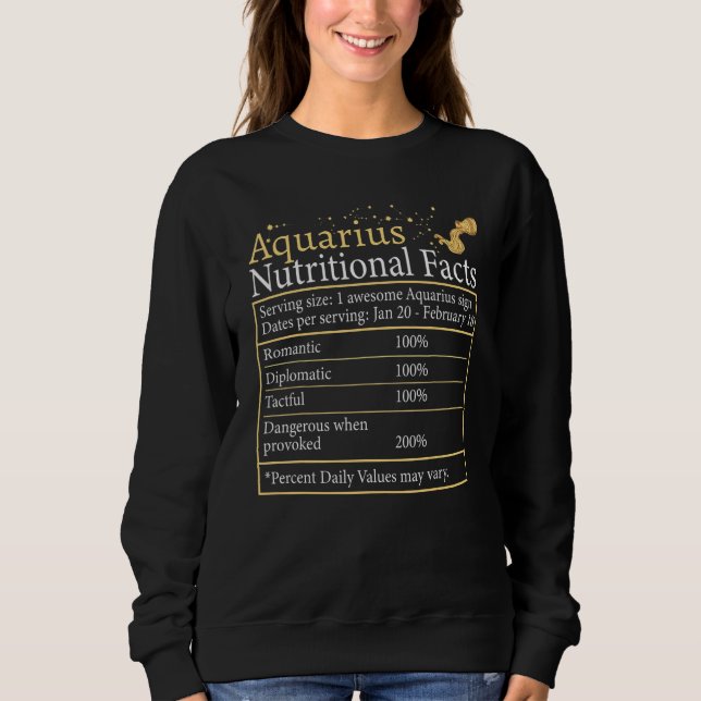 Sudadera Astrología de nutrición Aquarius Rótulo Zodiaco Ho (Anverso)