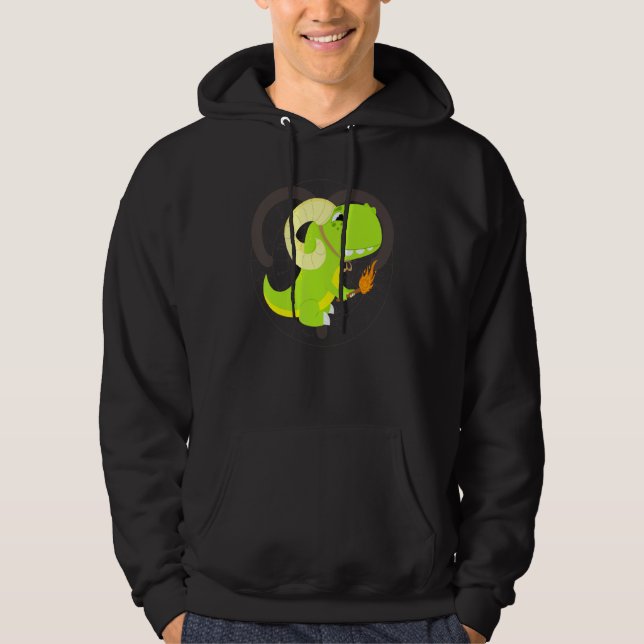 Sudadera Astrología del Rótulo Zodiaco Cute Aries T Rex Din (Anverso)