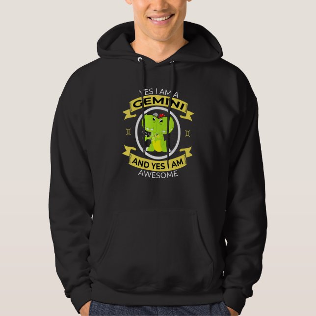 Sudadera Astrología del Rótulo Zodiaco Cute Gemini T Rex Di (Anverso)
