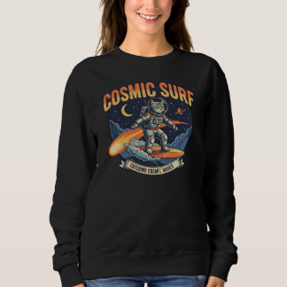 Sudadera Astronaut Cat Surfing Comic Waves 
